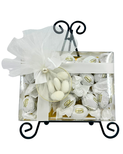 Clear Box with White Sorini Chocolates