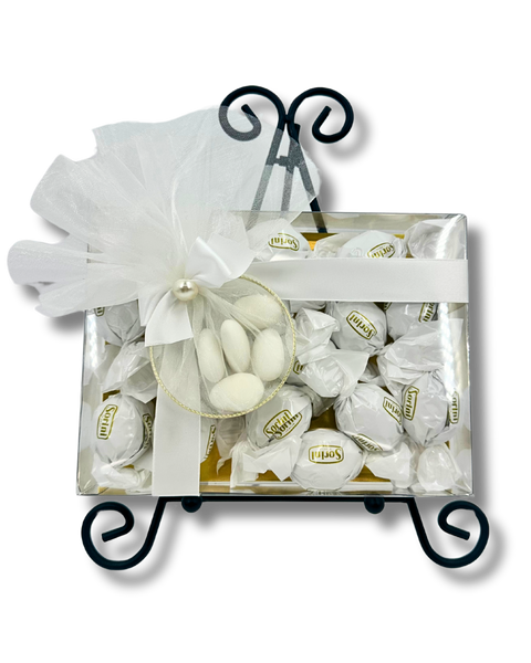 Clear Box with White Sorini Chocolates