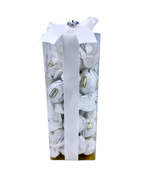 Clear Box with White Sorini Chocolates