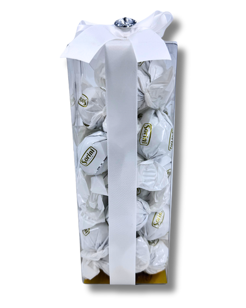 Clear Box with White Sorini Chocolates