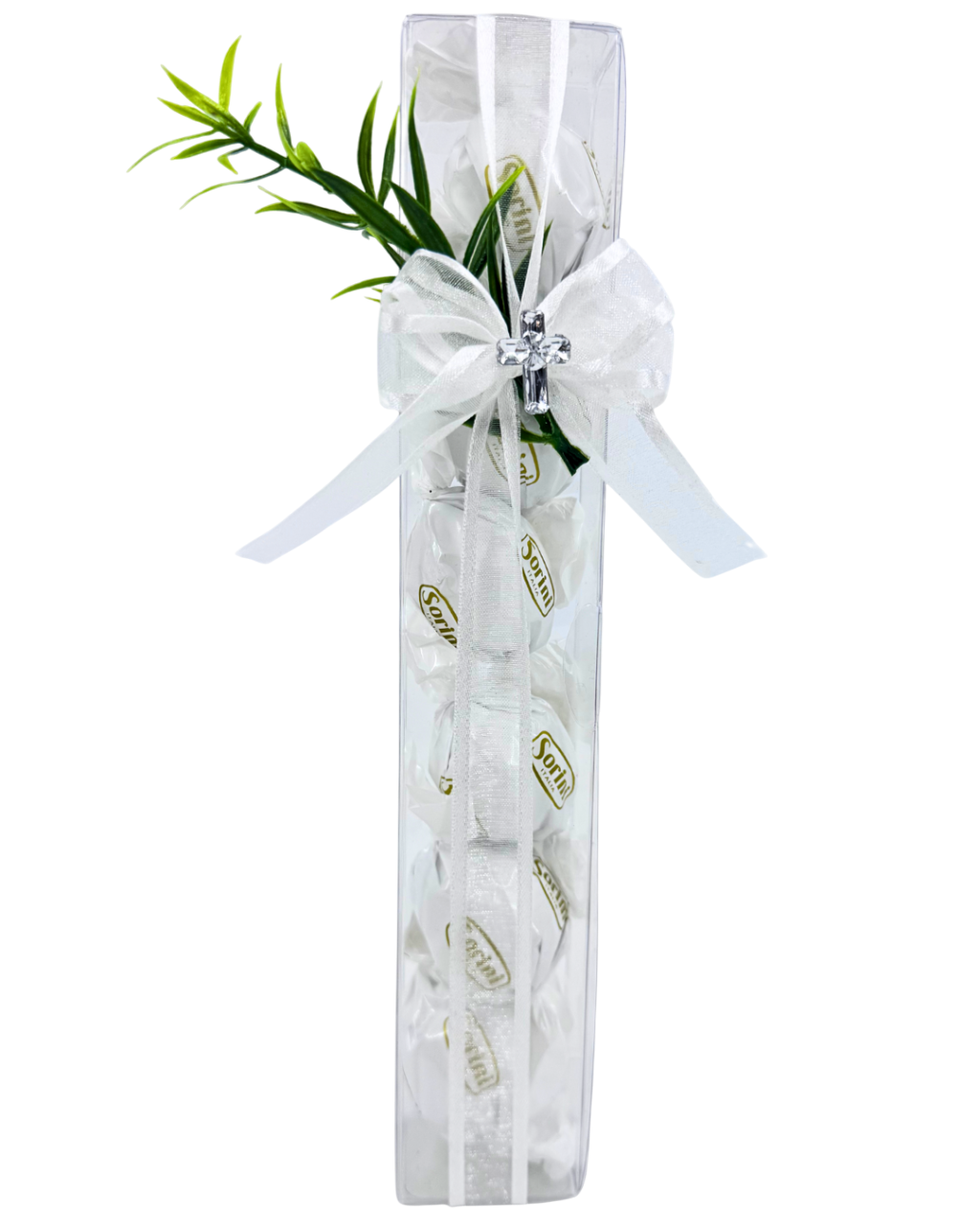 Clear Box with White Sorini Chocolates