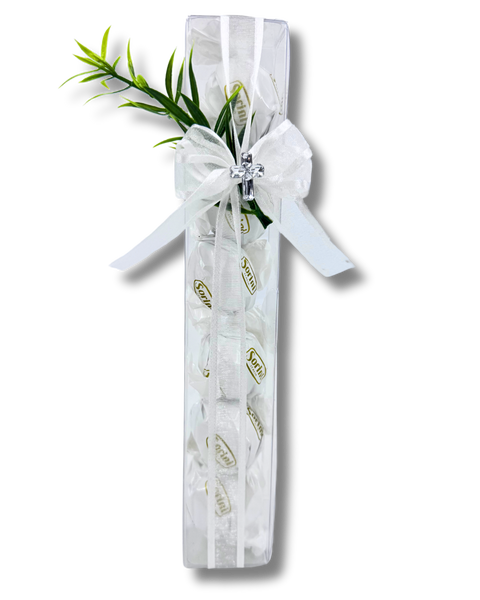 Clear Box with White Sorini Chocolates