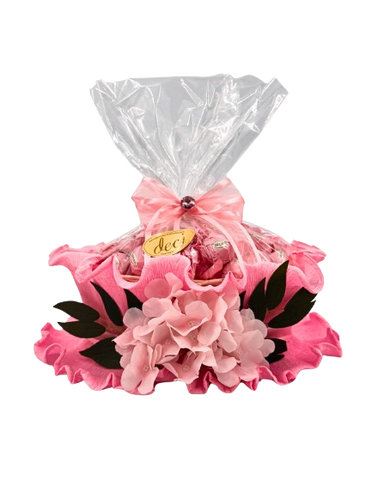 Panier de fleurs rose clair